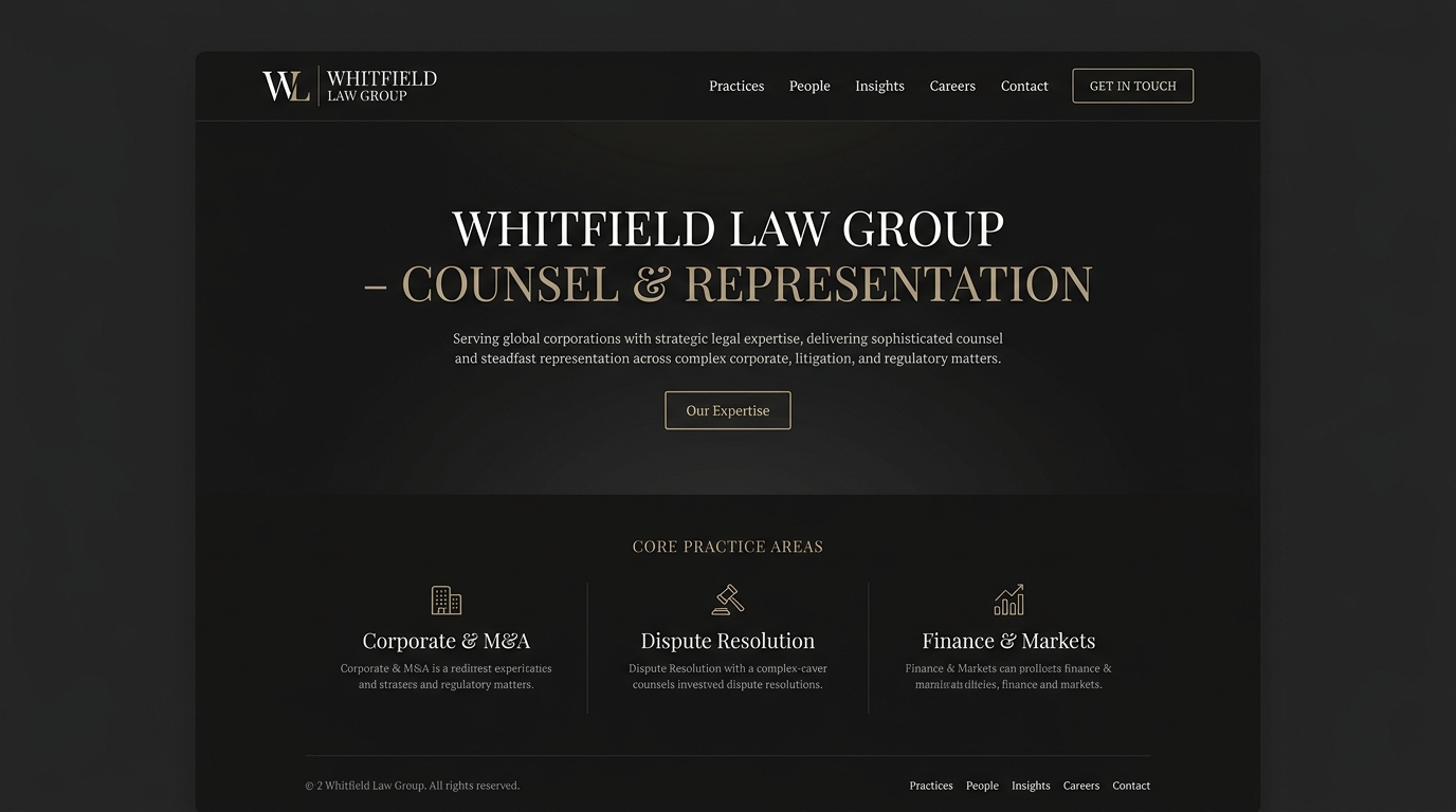 Whitfield Law Group custom website mockup design by Vira-AI